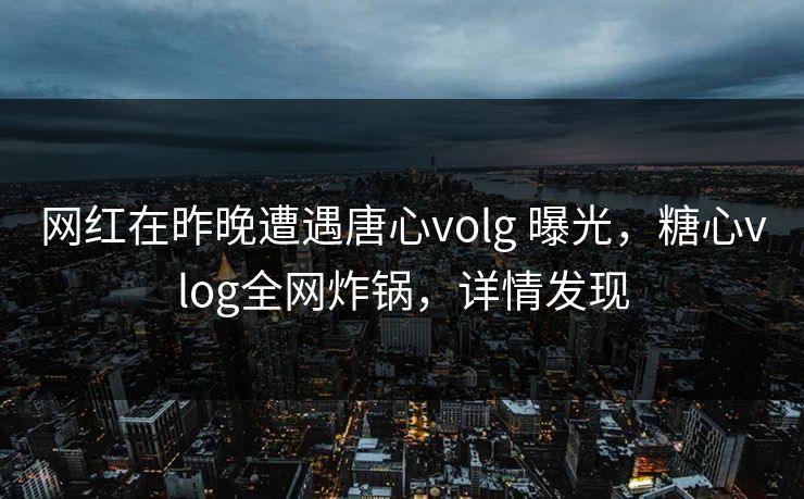 网红在昨晚遭遇唐心volg 曝光，糖心vlog全网炸锅，详情发现