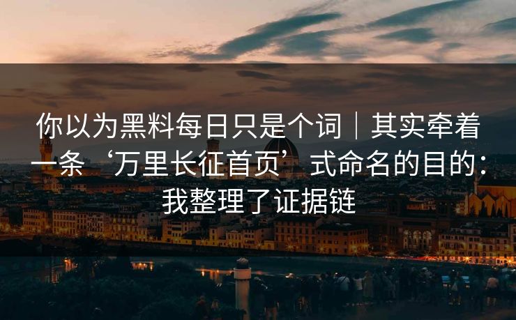 你以为黑料每日只是个词｜其实牵着一条‘万里长征首页’式命名的目的：我整理了证据链