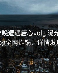 网红在昨晚遭遇唐心volg 曝光，糖心vlog全网炸锅，详情发现