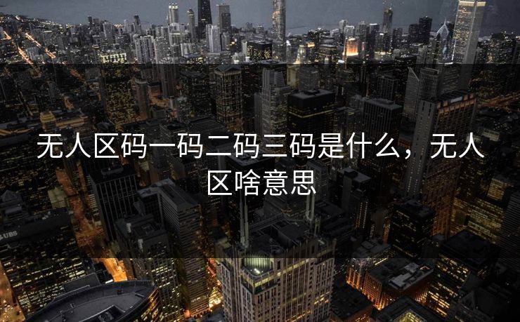 无人区码一码二码三码是什么，无人区啥意思