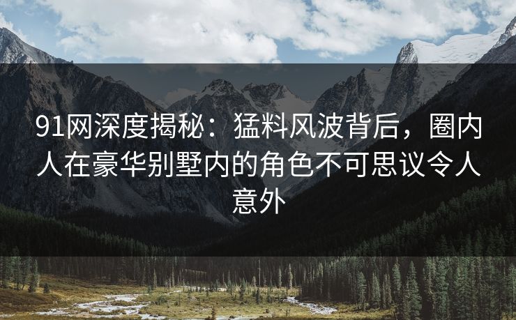91网深度揭秘：猛料风波背后，圈内人在豪华别墅内的角色不可思议令人意外
