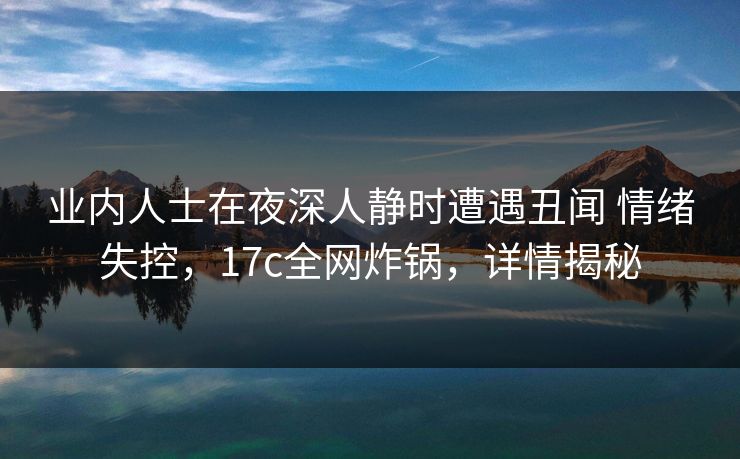 业内人士在夜深人静时遭遇丑闻 情绪失控,17c全网炸锅,详情揭秘 业内人士在夜深人静时遭遇丑闻 情绪失控,17c全网炸锅,详情揭秘