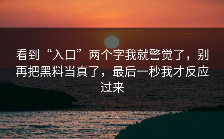 看到“入口”两个字我就警觉了,别再把黑料当真了,最后一秒我才反应过来 看到“入口”两个字我就警觉了,别再把黑料当真了,最后一秒我才反应过来