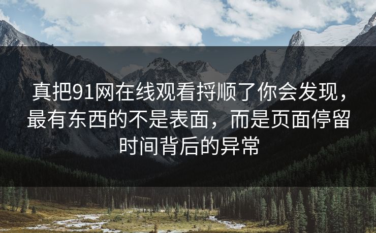 真把91网在线观看捋顺了你会发现，最有东西的不是表面，而是页面停留时间背后的异常